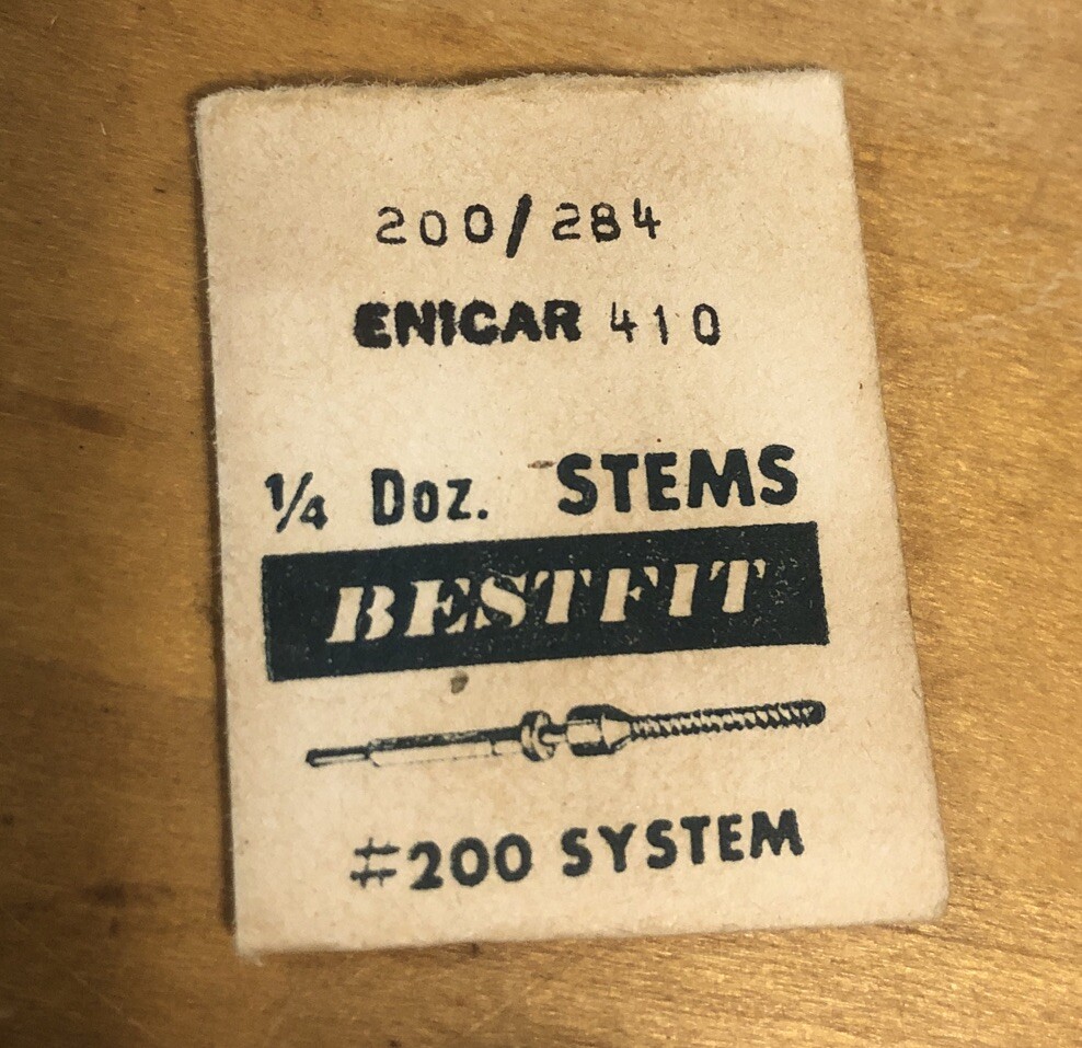 NOS BESTFIT 200/284 Winding Stems (2) for ENICAR Watch Movement Caliber 410