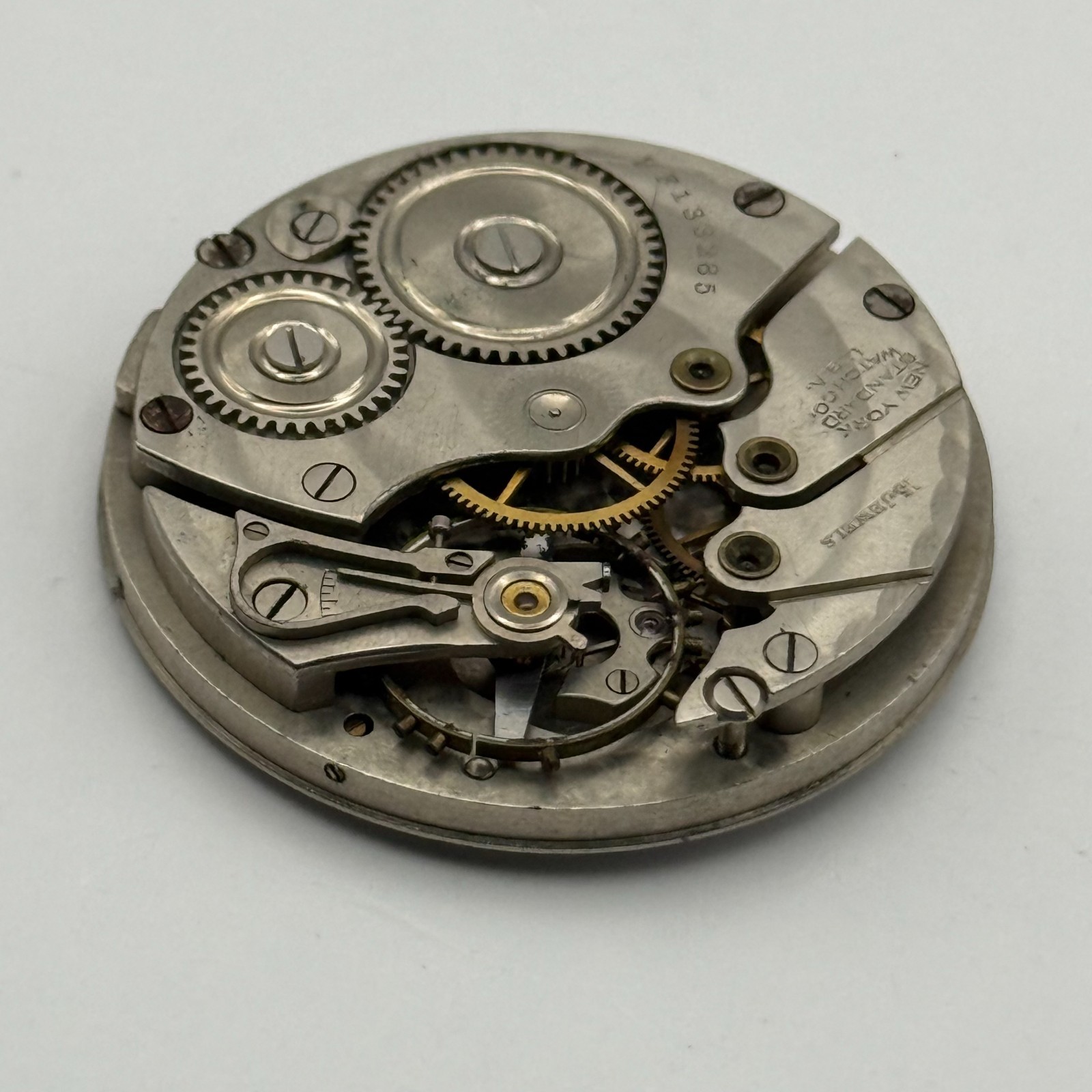 New York Standard Pocket Watch Movement USA Watch Co 15J Sub Seconds Parts 36mm