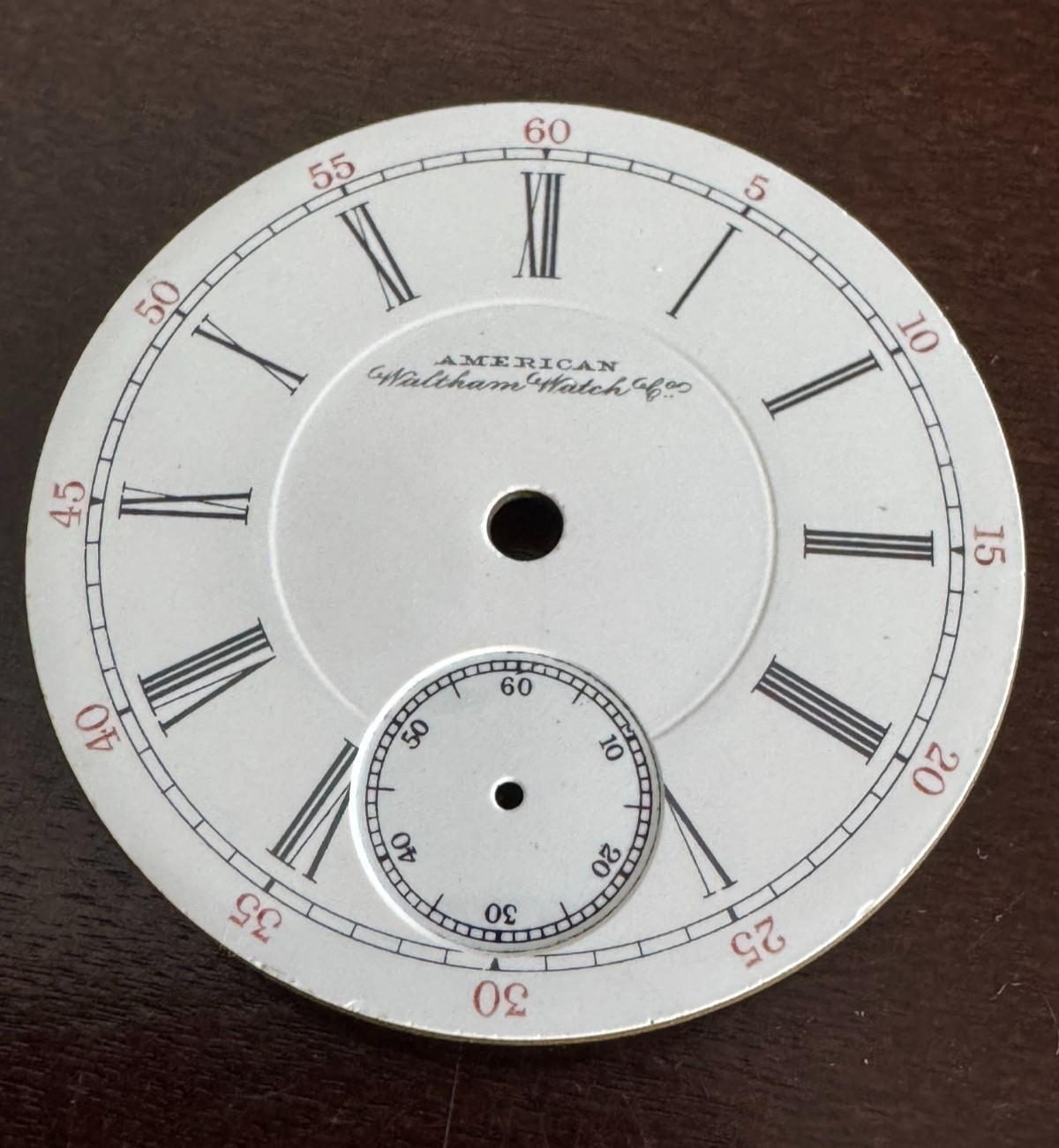 VINTAGE 18 SIZE WALTHAM POCKET WATCH PORCELAIN ROMAN DIAL FOR FULL PLATE MODELS