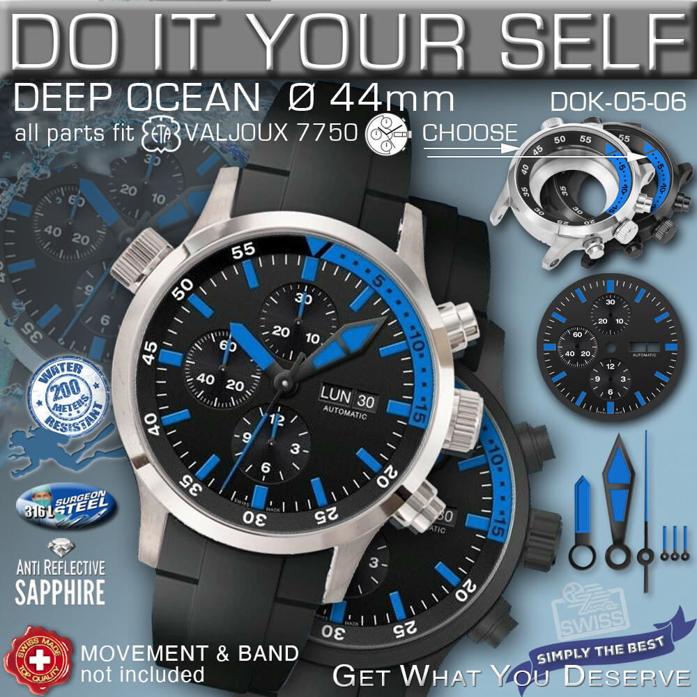DO IT YOURSELF KIT: 7750 ETA-VALJOUX, DEEP OCEAN, 44 MM, 200M, KIT 05+06