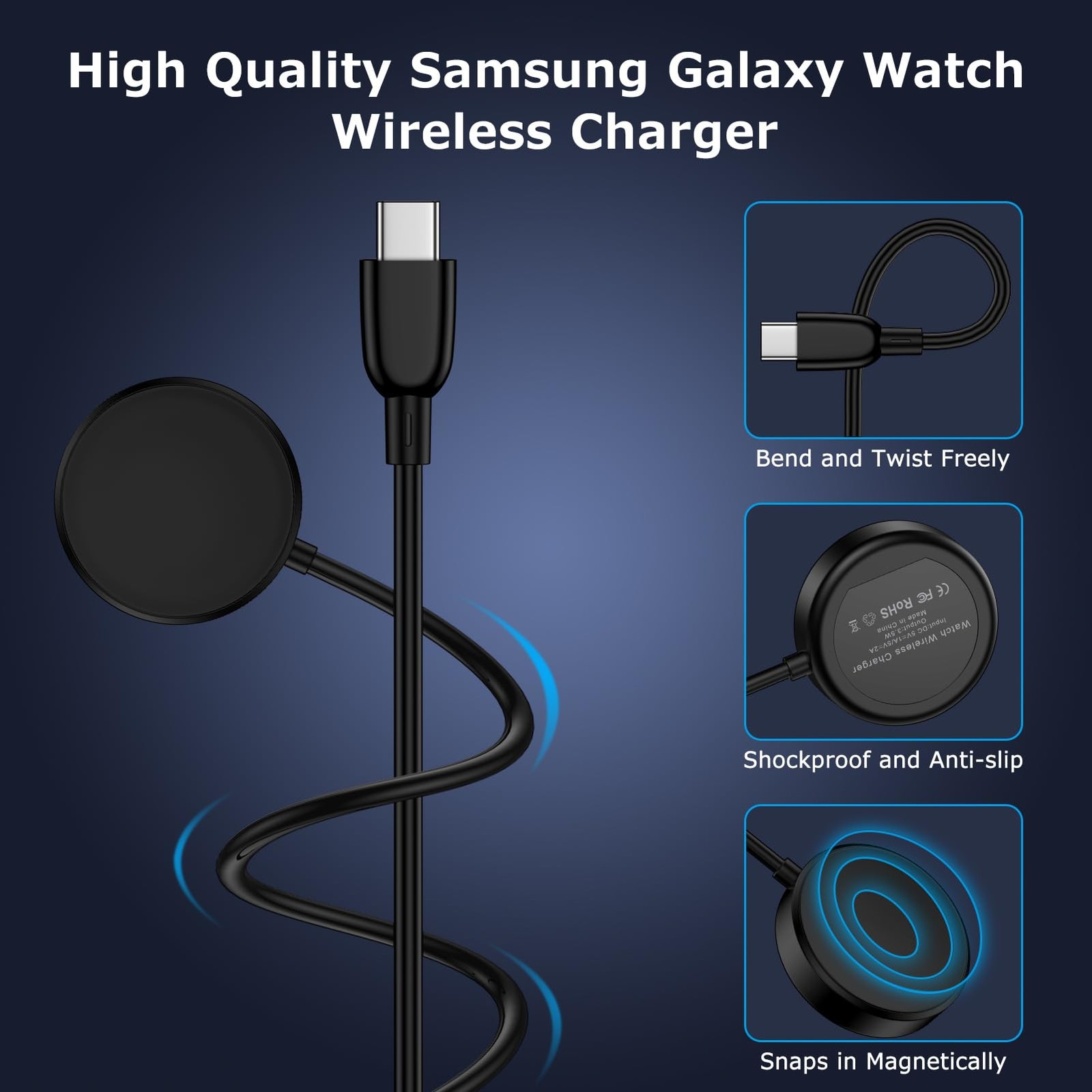 USB C Samsung Watch Charger Fast Charging for Samsung Galaxy Watch 8/8 Classi…