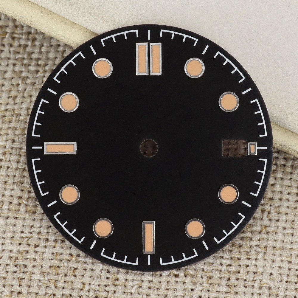 Vintage 30.50mm Wave Pattern Watch Dials Green Luminous for Seiko NH35 Movement