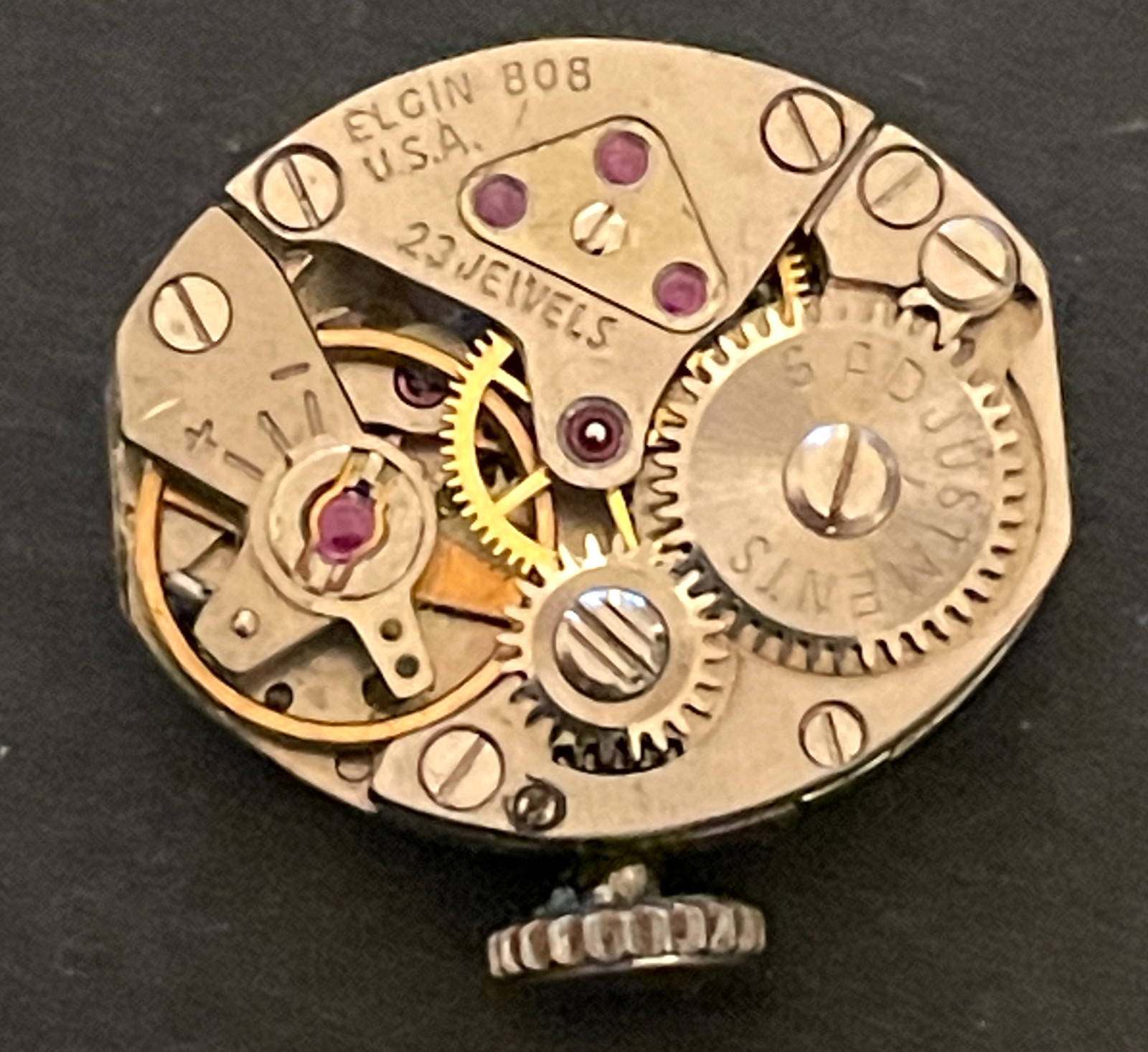 Vintage Lady Elgin Cal 808 Women’s Watch Movement Good Balance 23 Jewels 23j USA