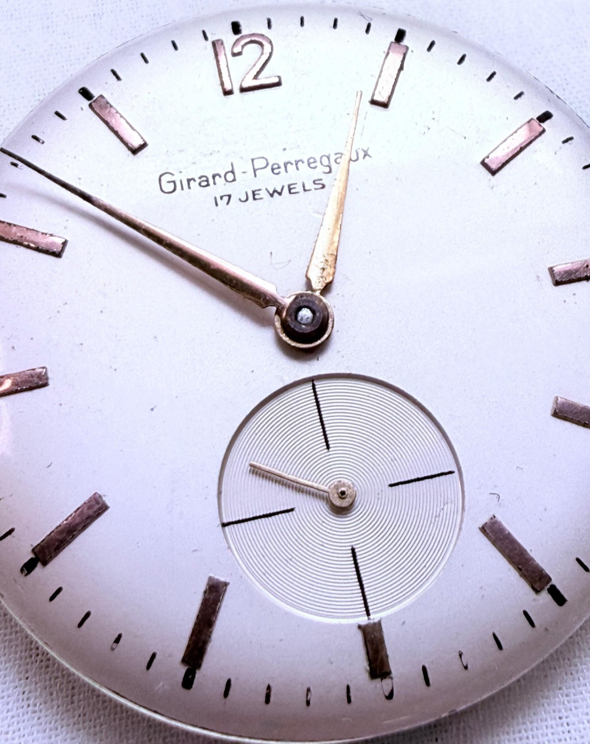Vintage Girard Perregaux 17 Jewels Adjusted Swiss Movement Dial Hands 28mm