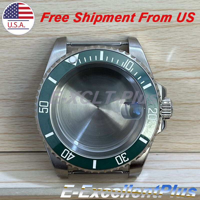 40mm For NH35 NH36 Movement Green Sapphire Glass Automatic Watch Case 316L Steel