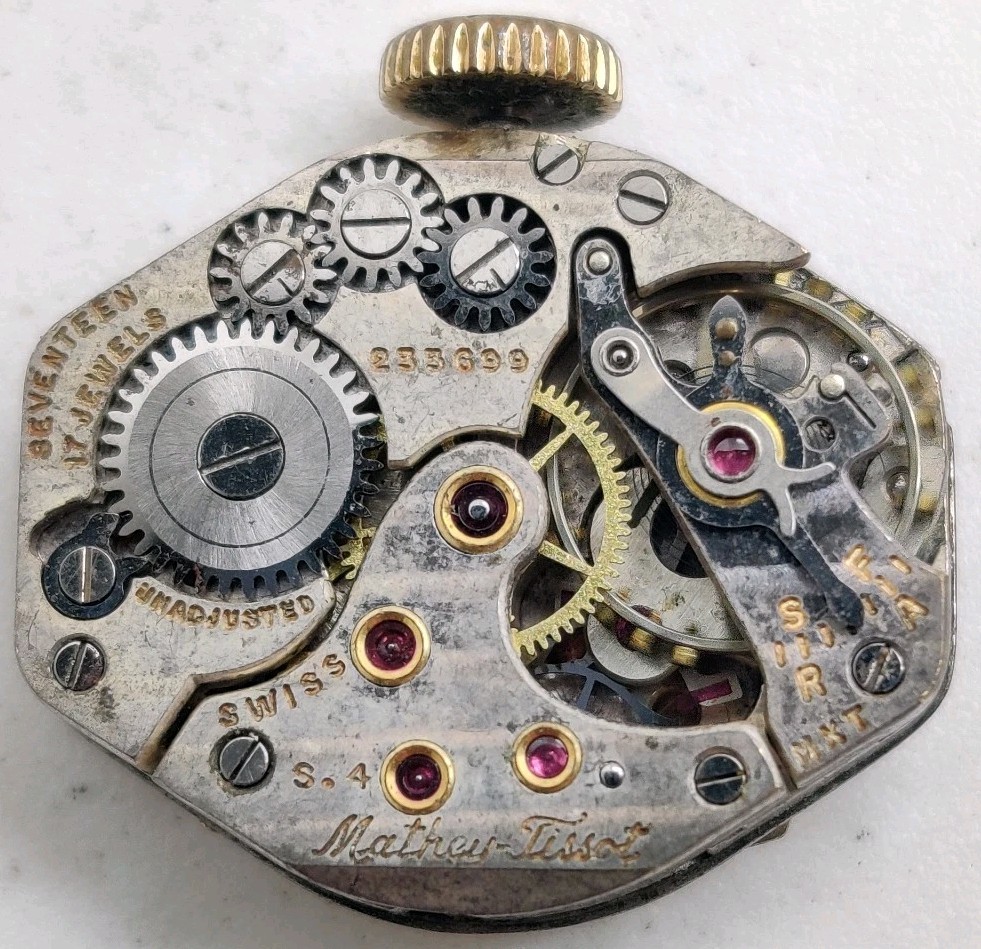 Vintage Mathey-Tissot Cyma Cal. 384K 17 jewel watch movement Running