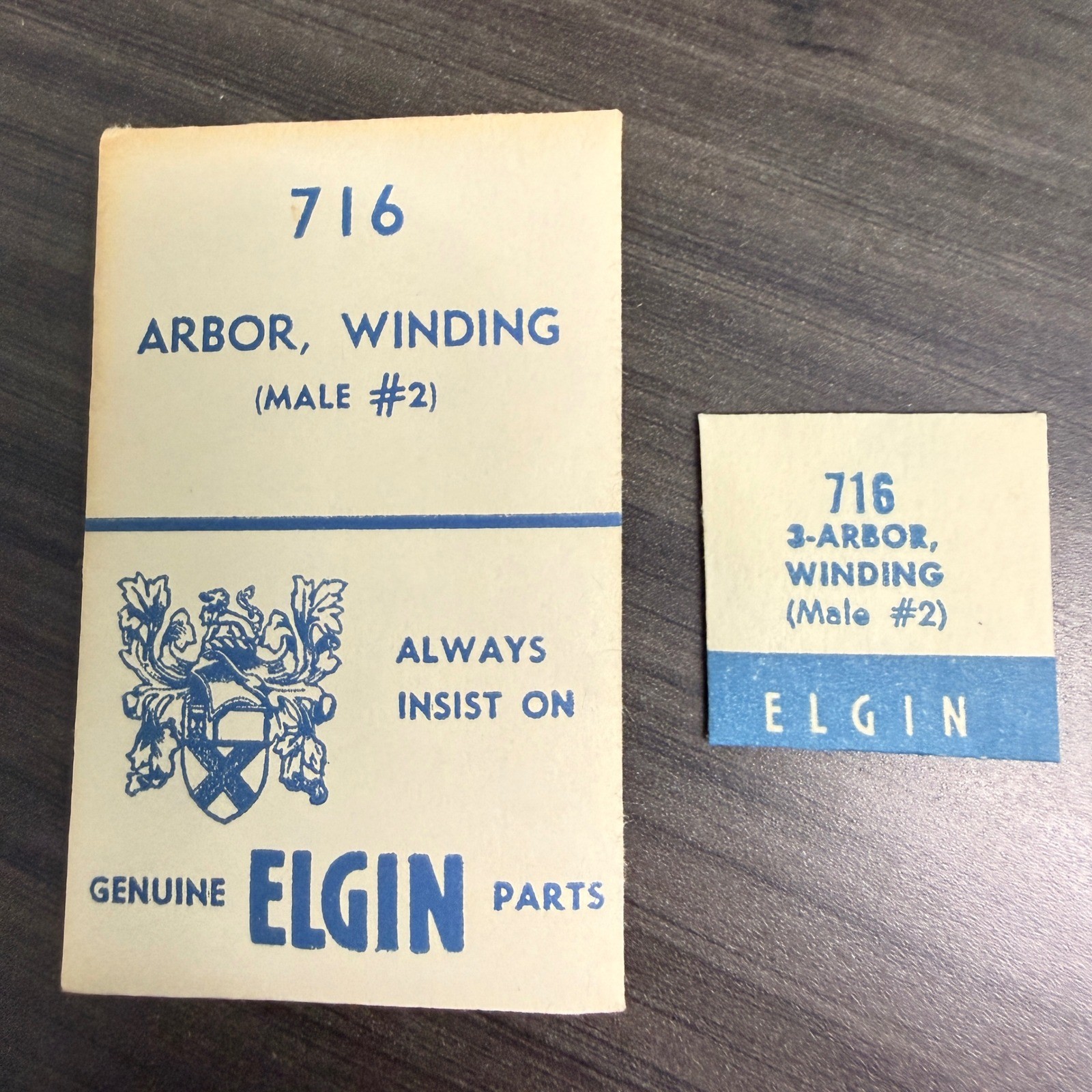Elgin Winding Arbor Male 716 OS Cream Blue Genuine Vintage Watch Repair Part