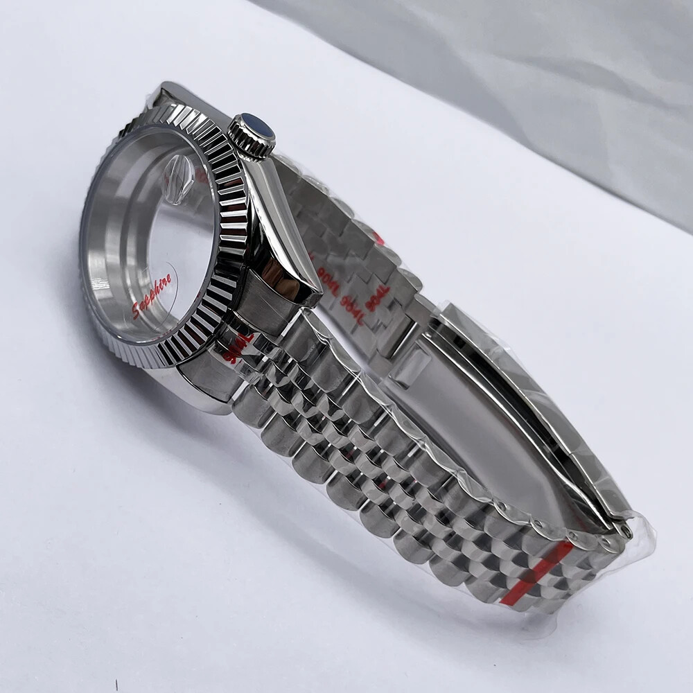 Steel Watch Case 40mm For NH35 NH36 Movement Sapphire Crystal Glass Bracelet