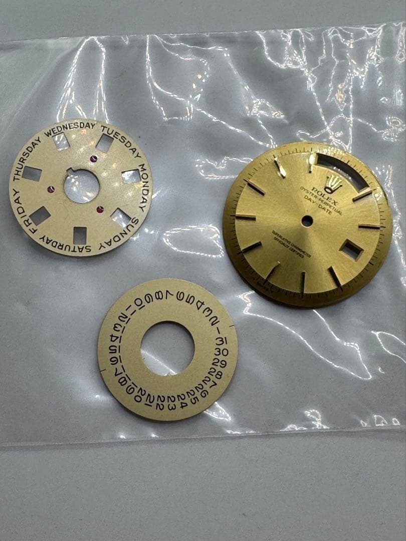 ROLEX Genuine Dial Day-Date 1803 Wristwatch Parts Hand Set Day Date Discs USED