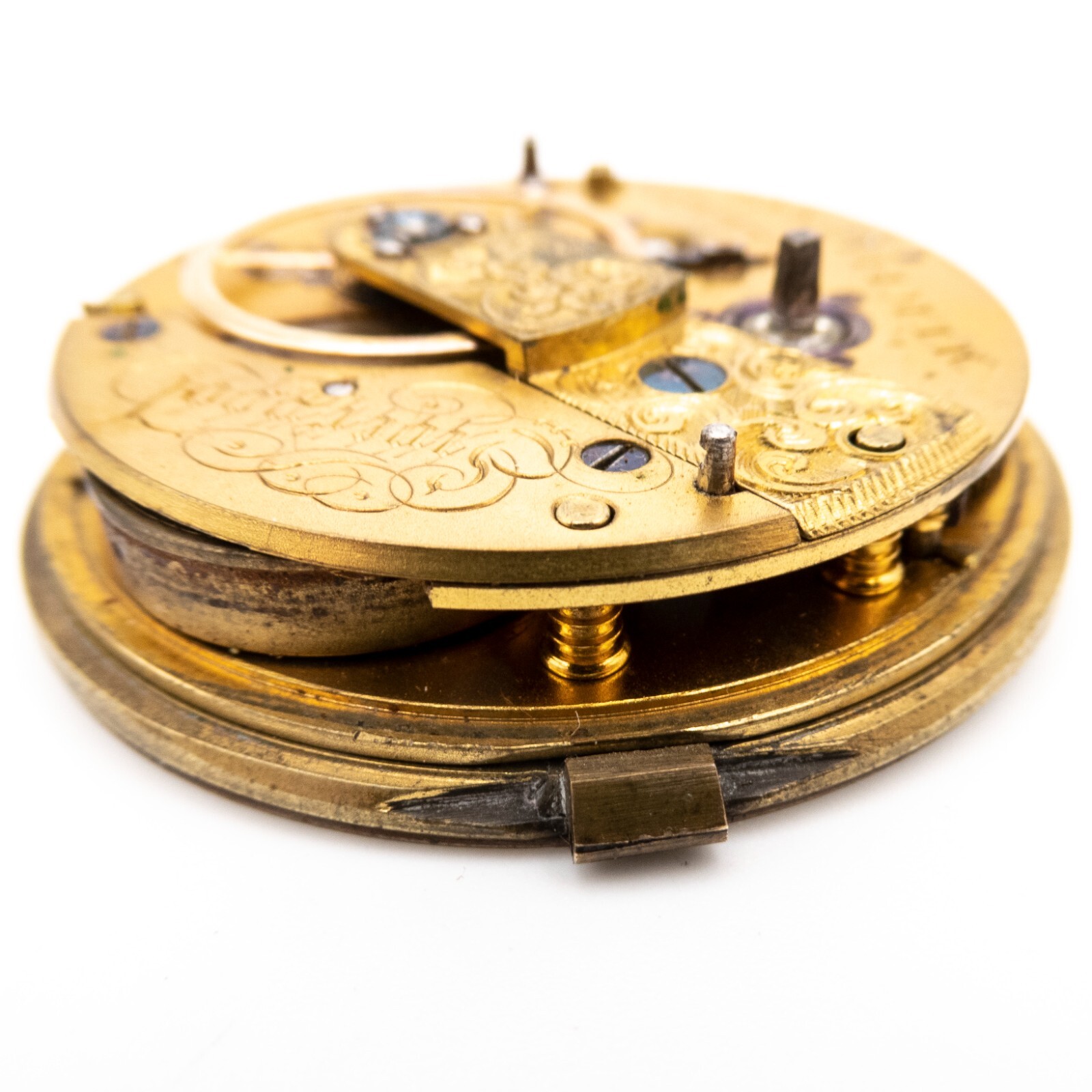 M.I. Tobias & Co. of Liverpool English Antique Fusee Pocket Watch Movement