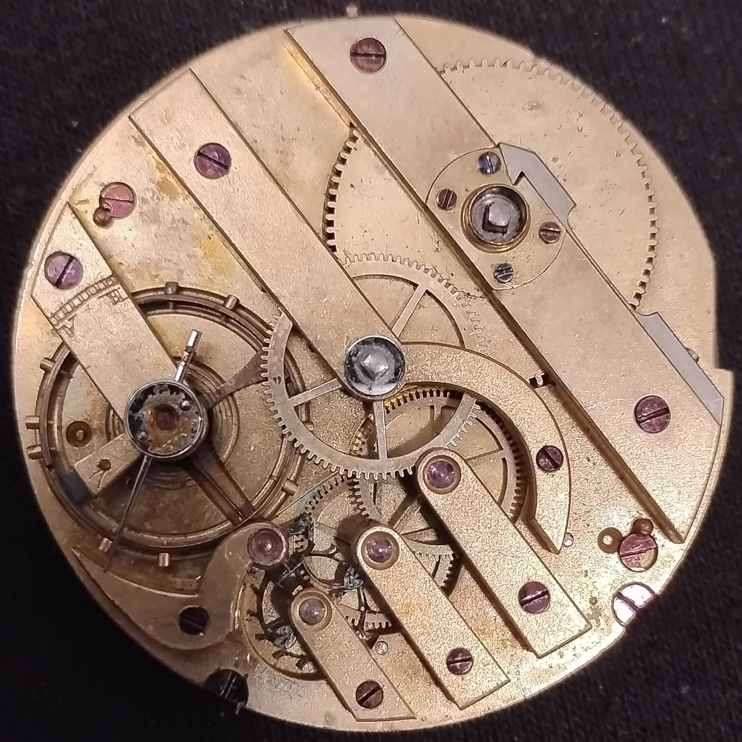 Brass Mechanical Manual Watch Movement with Roman Numeral Dial Sub-Seconds