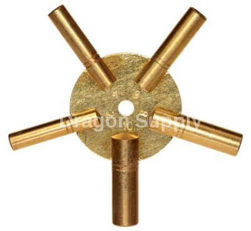 New EVEN Number Universal Brass Clock Key for Winding Clocks 5 Prong US SHIPPER