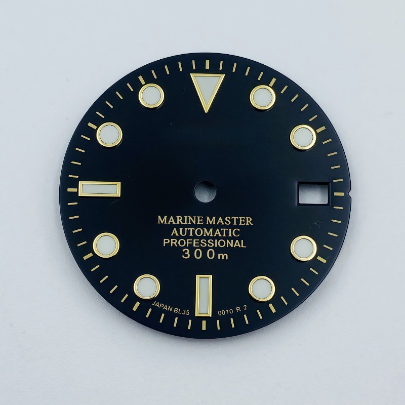 28.5mm NH35 Dial Sunburst Dial S-LOGO Green Luminous for NH35/NH36 Movements