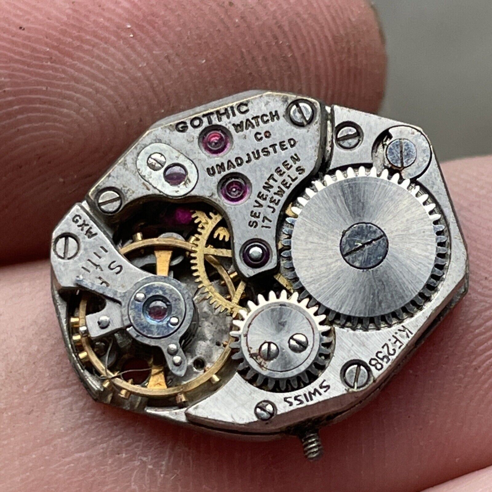 VTG Gothic Watch Co. 17 Jewels Unadjusted Swiss Movement KF258