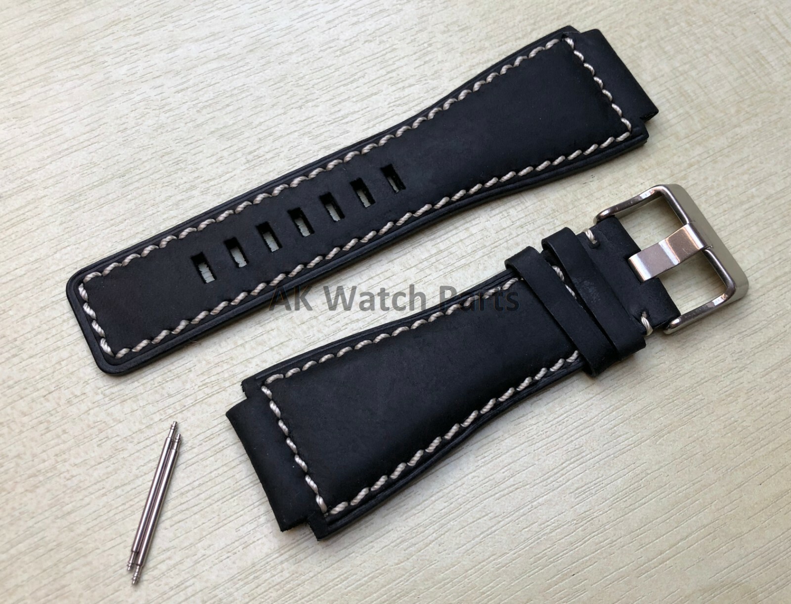 LEATHER Strap Fits BELL & ROSS BR-01 BR-03 spare replacement watch band