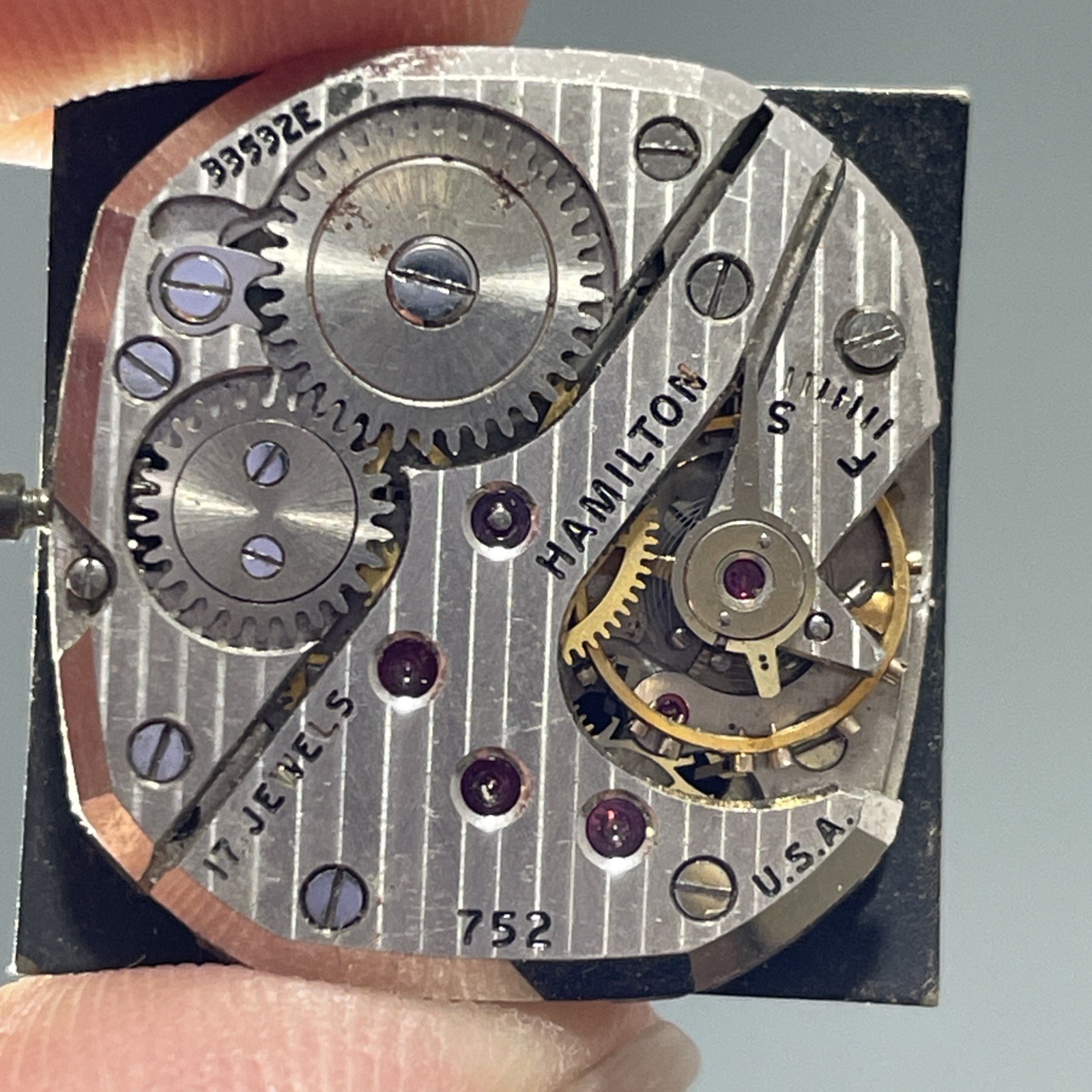 1952 Hamilton Watch Movement 752 17 Jewels Parts Repair