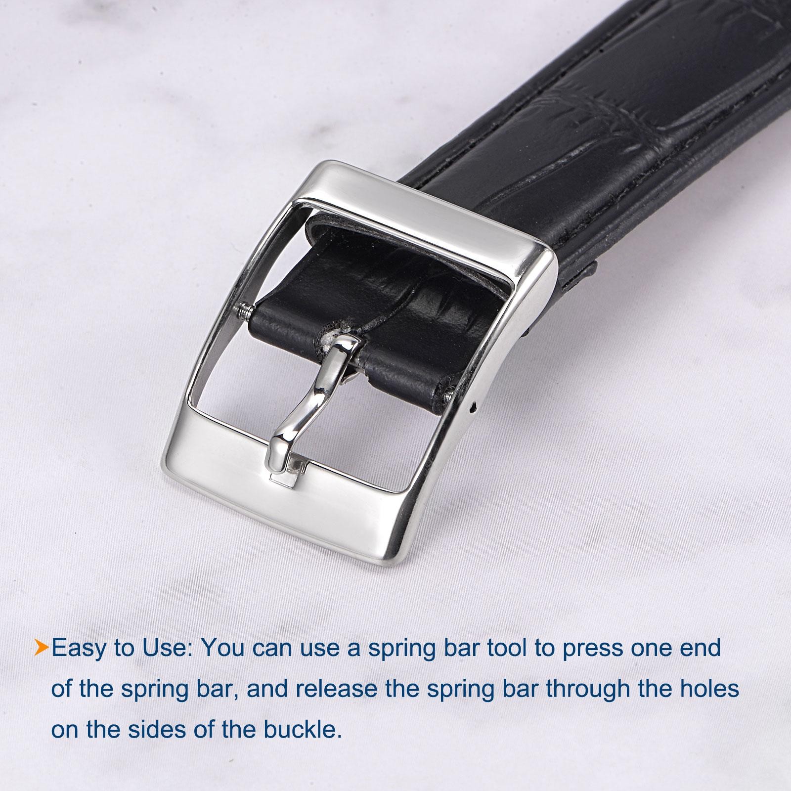 Clasp strap watch, polished stainless steel silver, for 20mm with bar spring