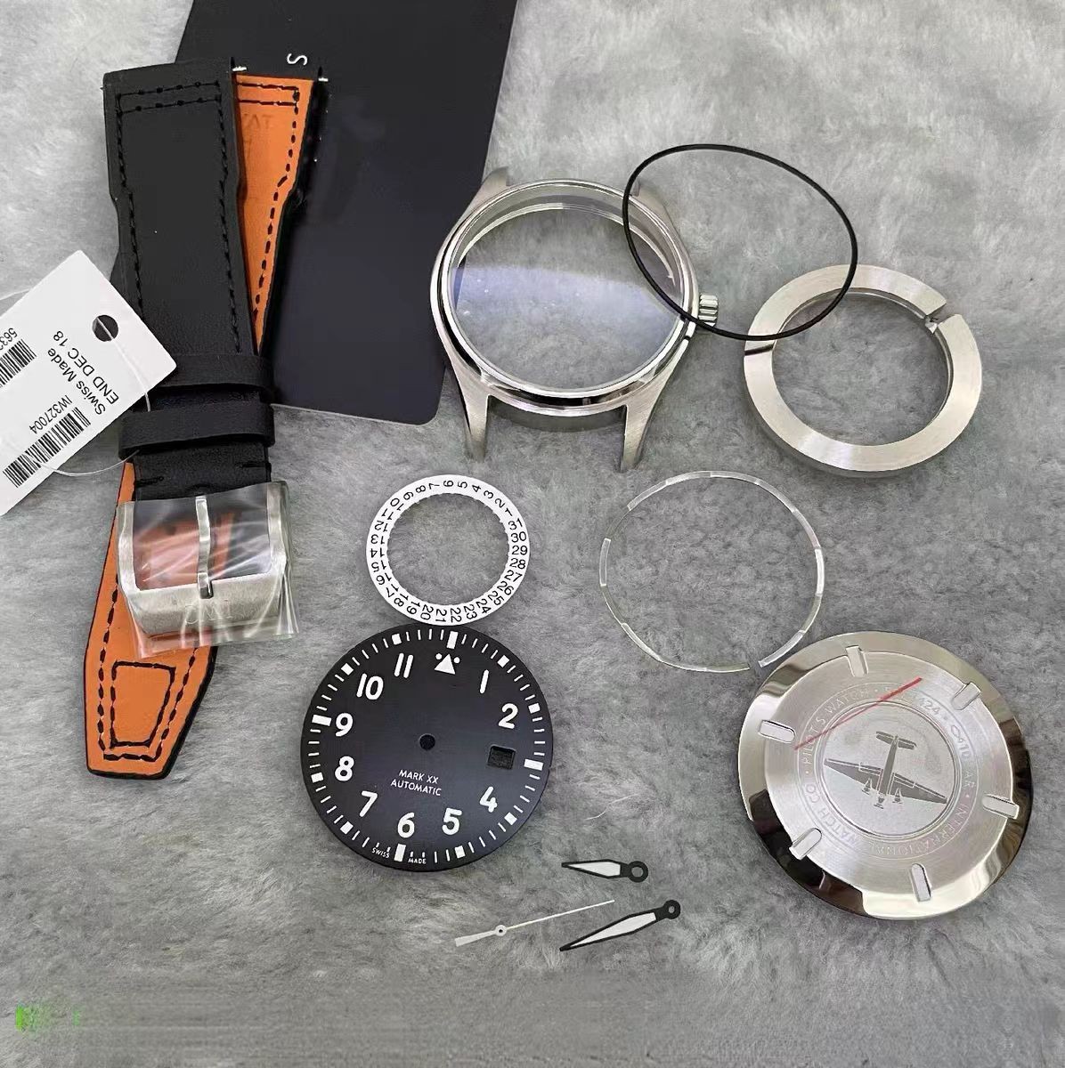 DIY Watch Part Kit for 2824 2892 Mark XX Watch Case+Dial+Hands+Leather Strap