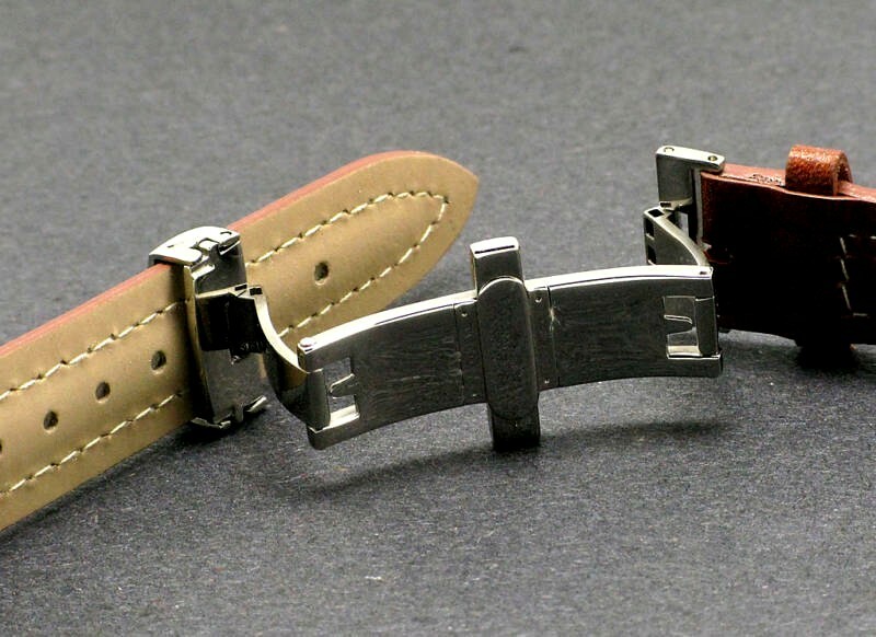 2Pcs 22mm Silver Deployment Deployant Watch Strap Clasp For Leather Watch Strap