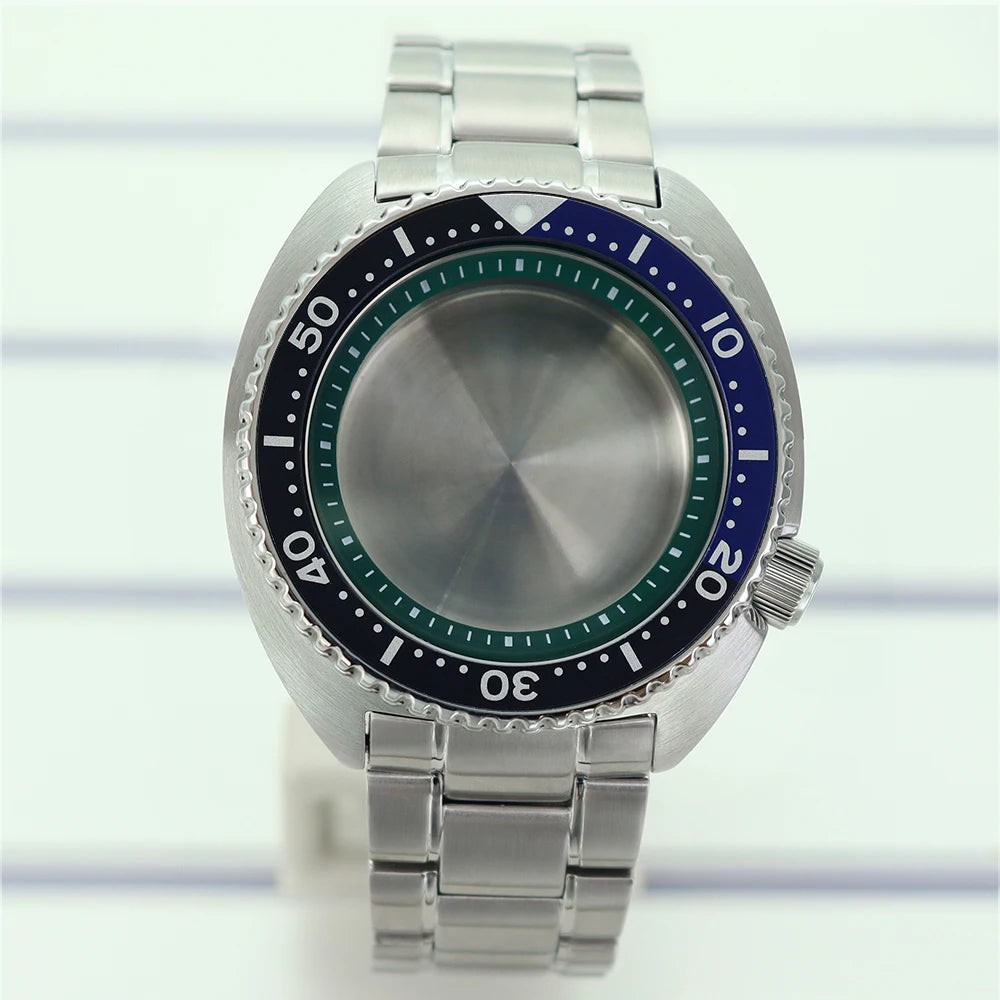 45mm Steel Watch Case Sapphire Glass For Mod skx big Abalone NH35 NH36 NH38