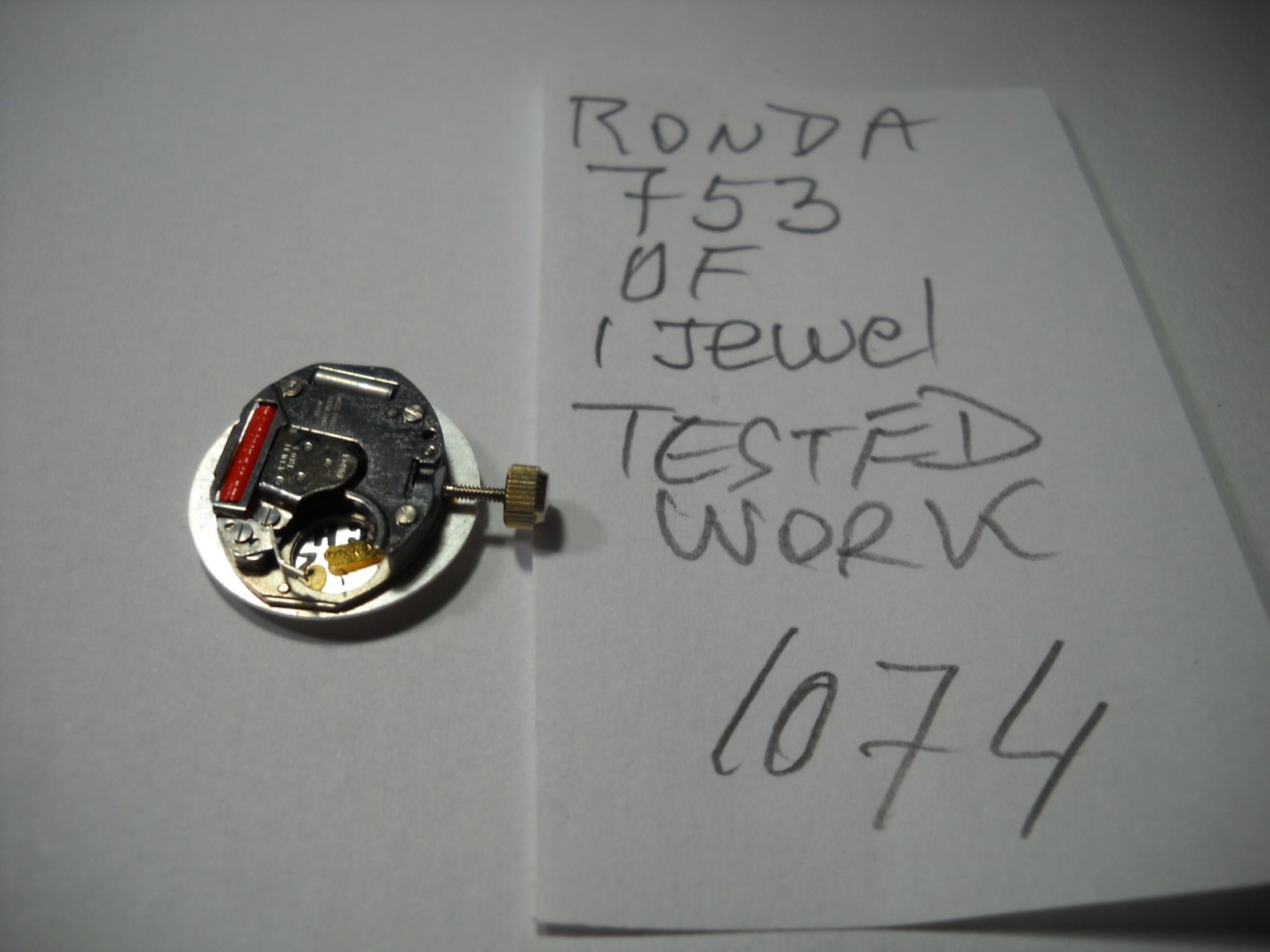 1074L Ronda quartz wristwatch movement # 753 working fine 1 jewel 3 hands