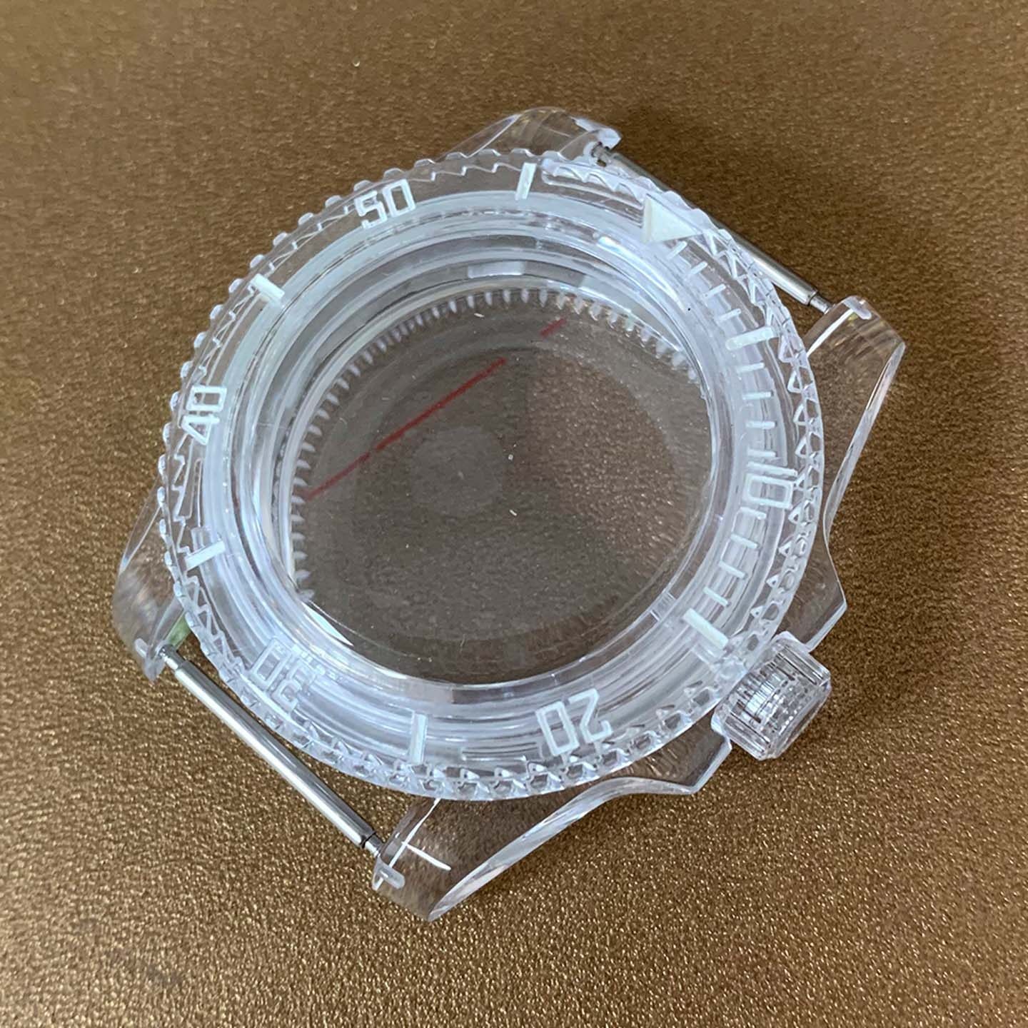 40mm Luminous Acrylic Crystal Transparent Mod Watch Case For NH35 NH36 Movement