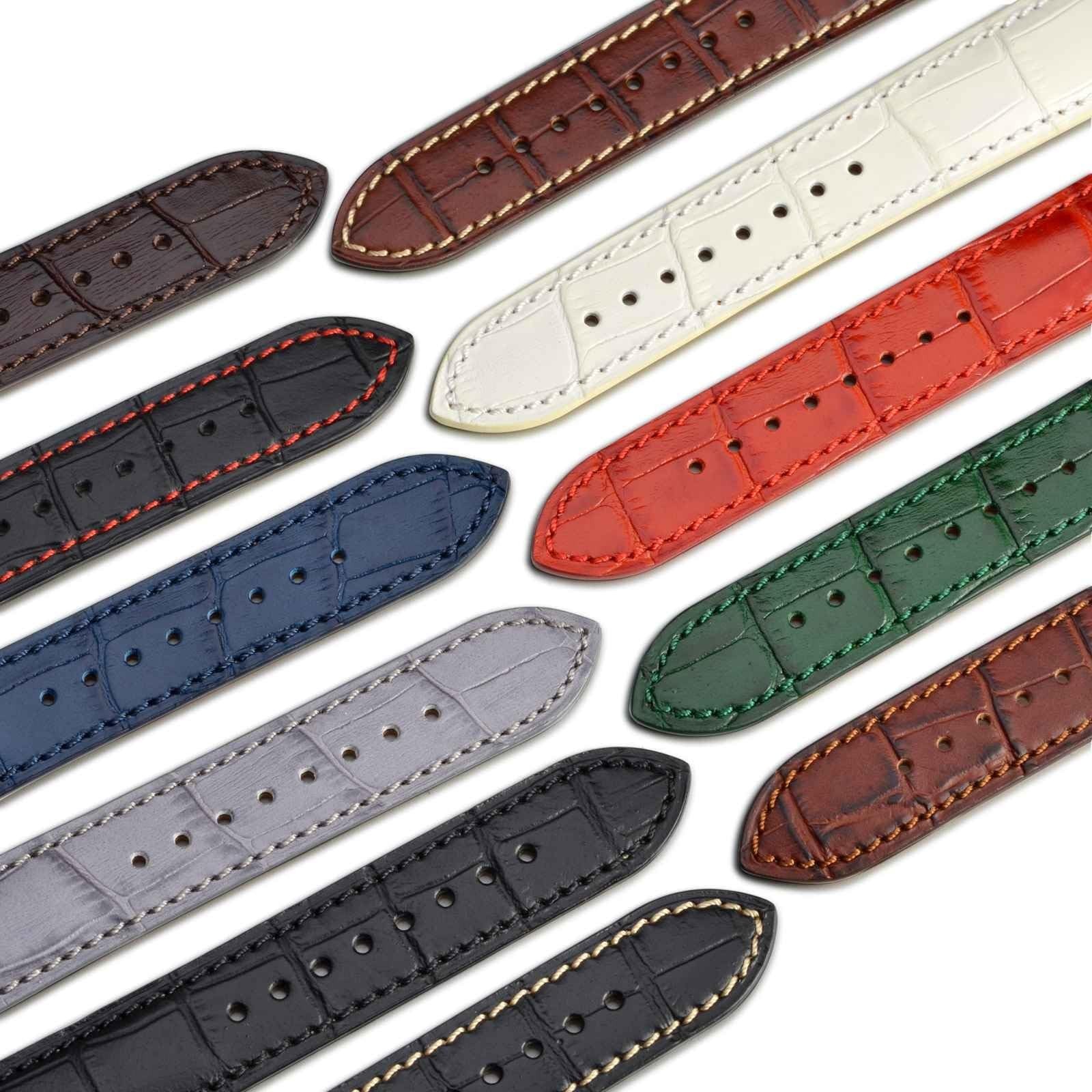 WOCCI 19mm Watch Band, Italian Leather, Embossed Alligator Grain, G… Fast Ship
