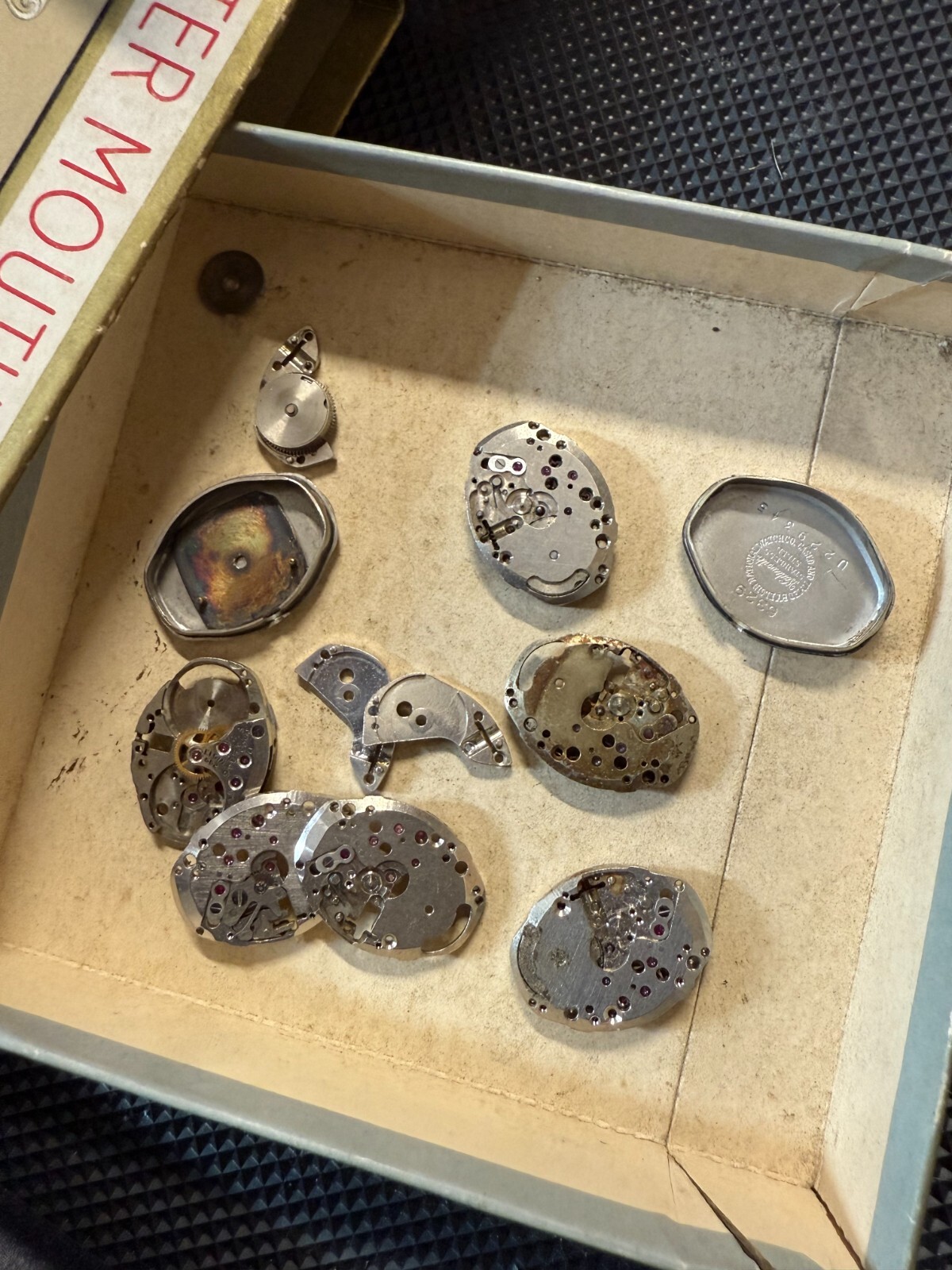 Vintage 1950’s 60’s Ladies Elgin Wrist Watch Movement plate Case back LOT 662