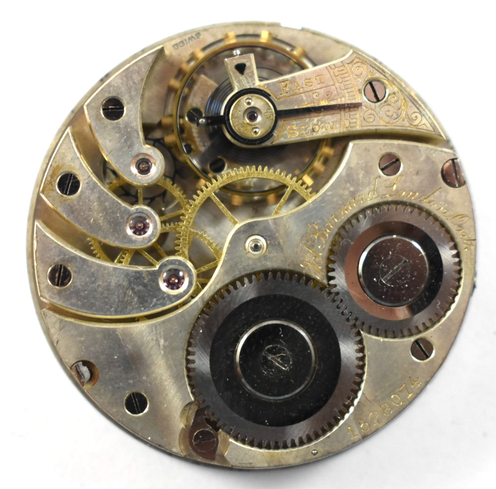 Vintage Swiss Made J.L? Barnard London 16s OF Pocket Watch Movement lot.ek