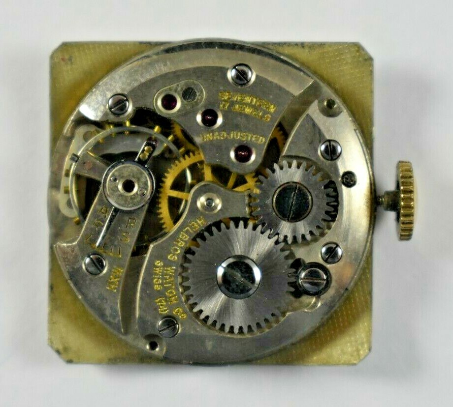 Vintage Helbros Hand Wind Mechanic 17J 74 Wrist Watch Movement Fancy Dial lot.e