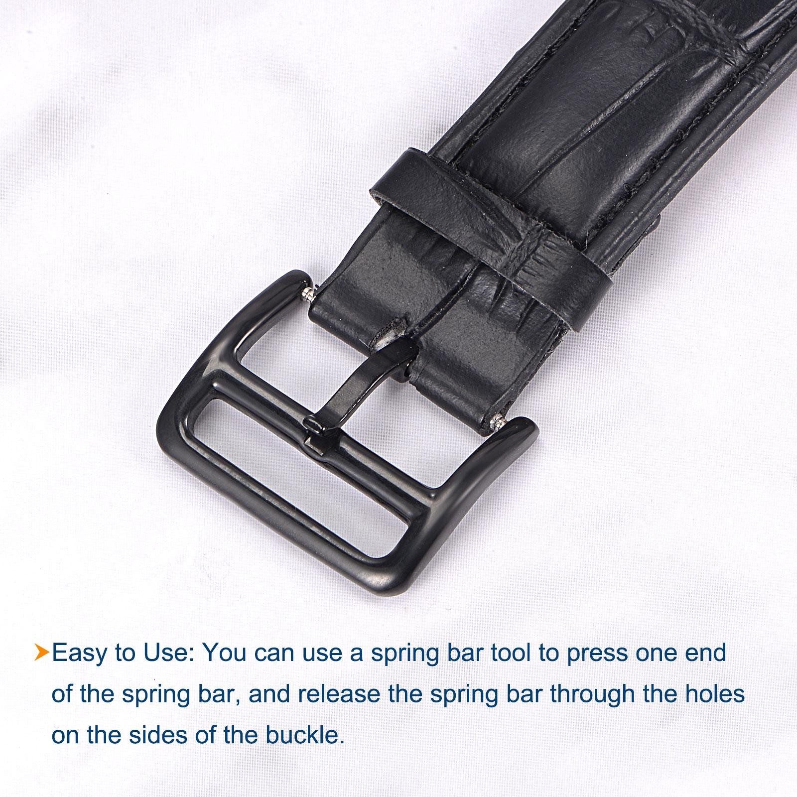 Watch SUS304 2 Pcs Silver Tone Buckle for 14mm Watch Bands with 4Pcs Spring Bar