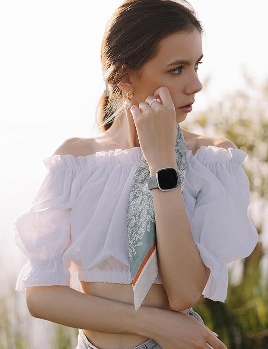 Minyee 2 Pack Floral Engraved Band Compatible with Fitbit Versa 4/V… Fast Ship