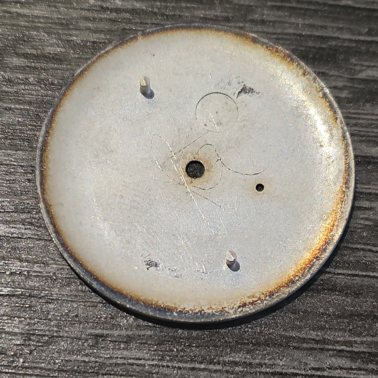 NOS INCABLOC WATCH FACE / DIAL SILVER TONE WITH BLACK WRITING 31mm