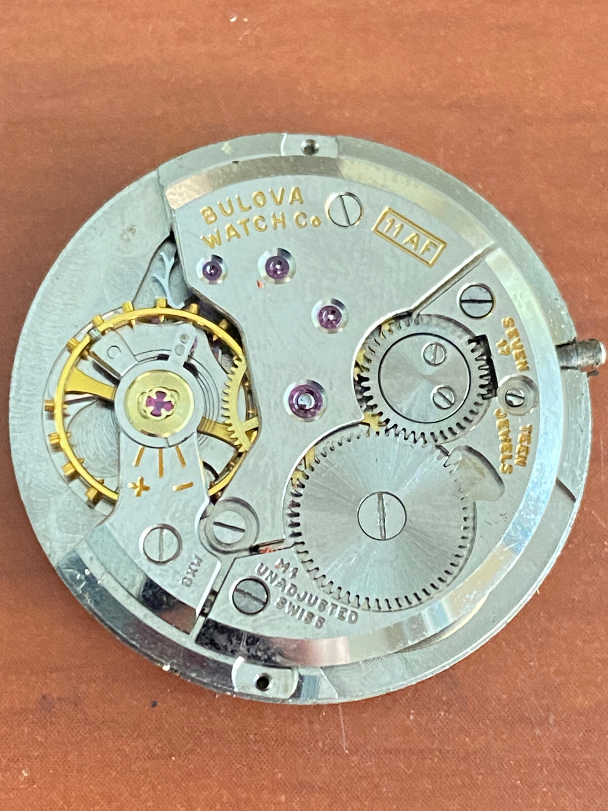 VINTAGE MEN’S BULOVA WRIST WATCH MOVEMENT, CAL. 11AF, CLEAN, KEEPING TIME