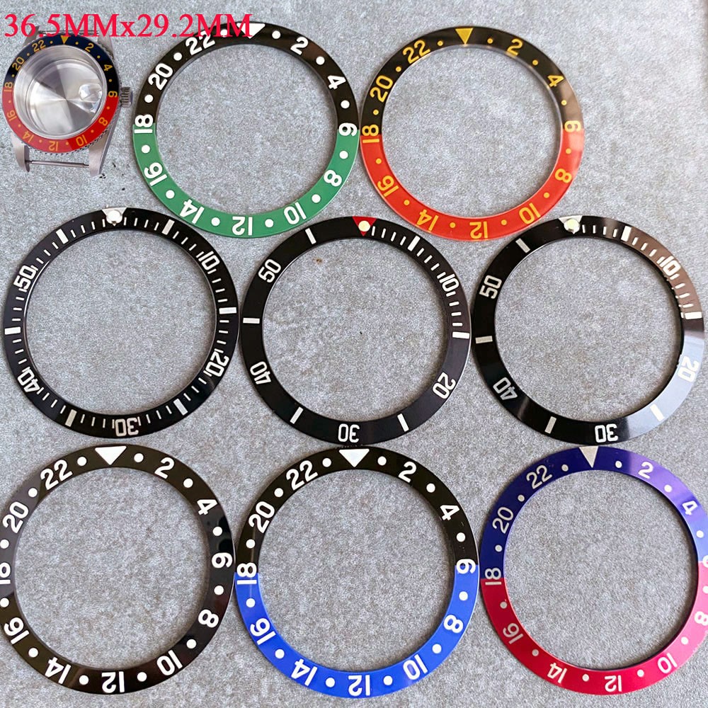 Black Green 36.5MM*29.2MM Acrylic Ceramic Alloy Bezel Insert fit NH35 NH34 GMT