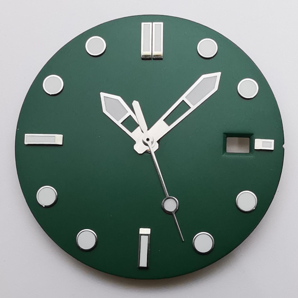 32mm black white blue green luminous watch dial hands fit NH35 movement