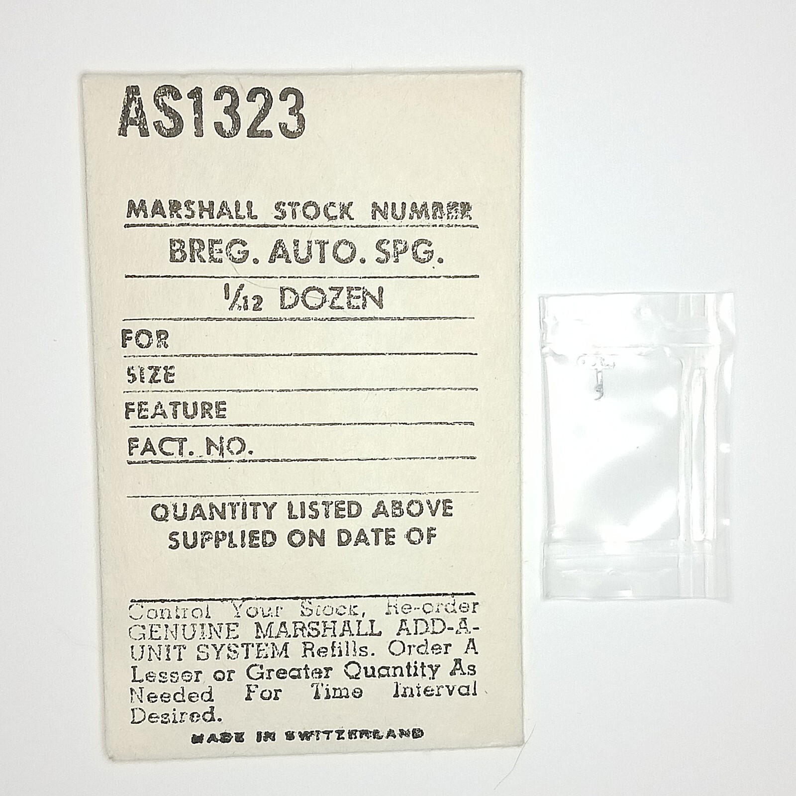 AS 1323 Part #1474 Breguet Auto Spring NOS Watch Part A. Schild 1320