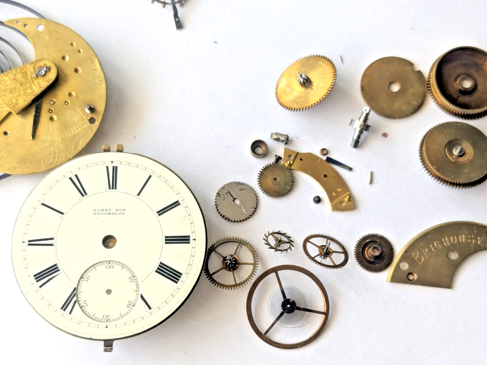 4x Disassembled English Pocket Watch Movements Parts Lot (Samuel, Fattorini) el4