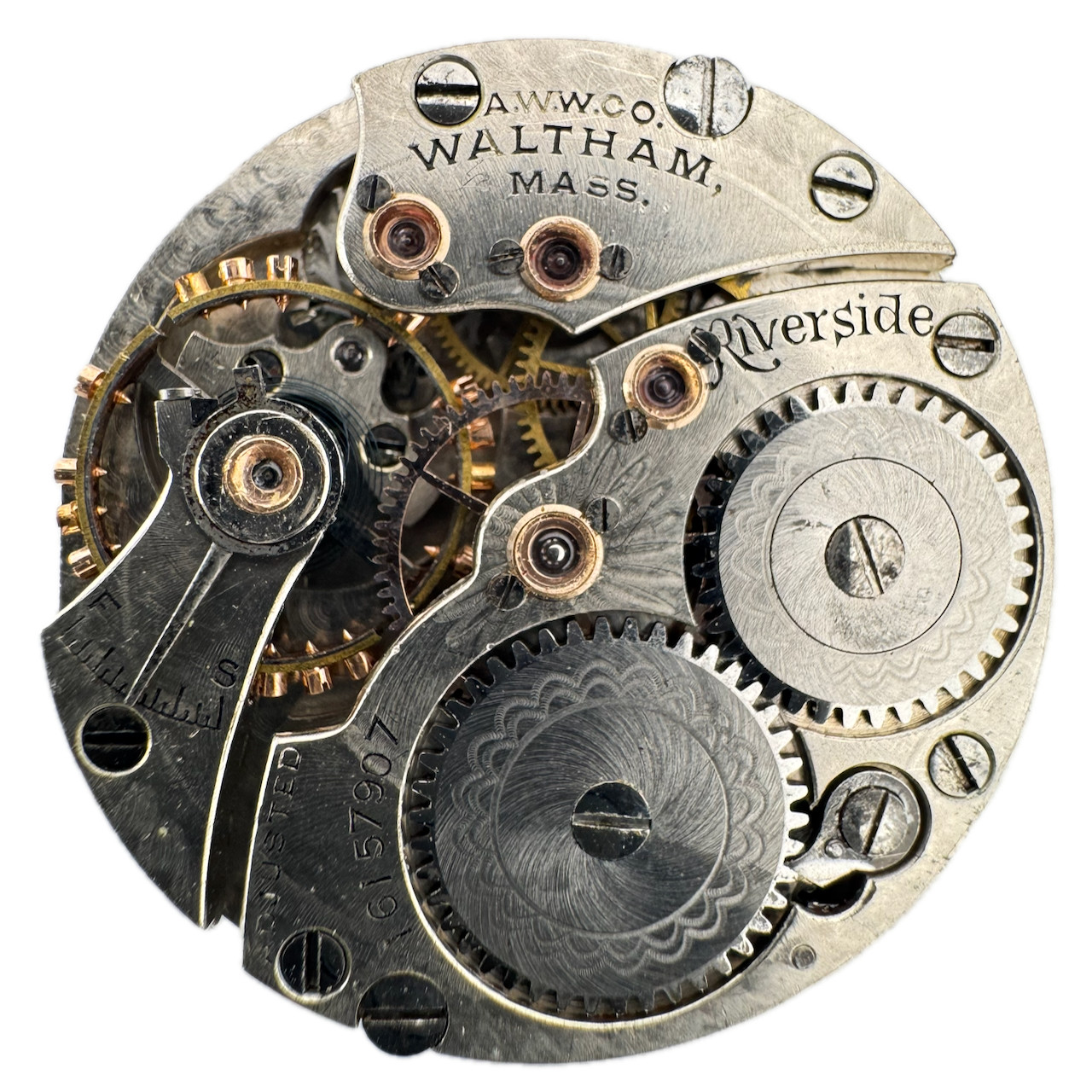 Antique 6/0s 1902 Waltham Mechanical Open Face Pocket Watch Movement Riverside
