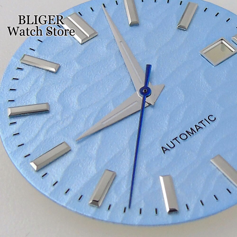 Sky blue 33.5MM White Blue Watch Dial Date Window Fit NH35 NH35A NH36 NH36A