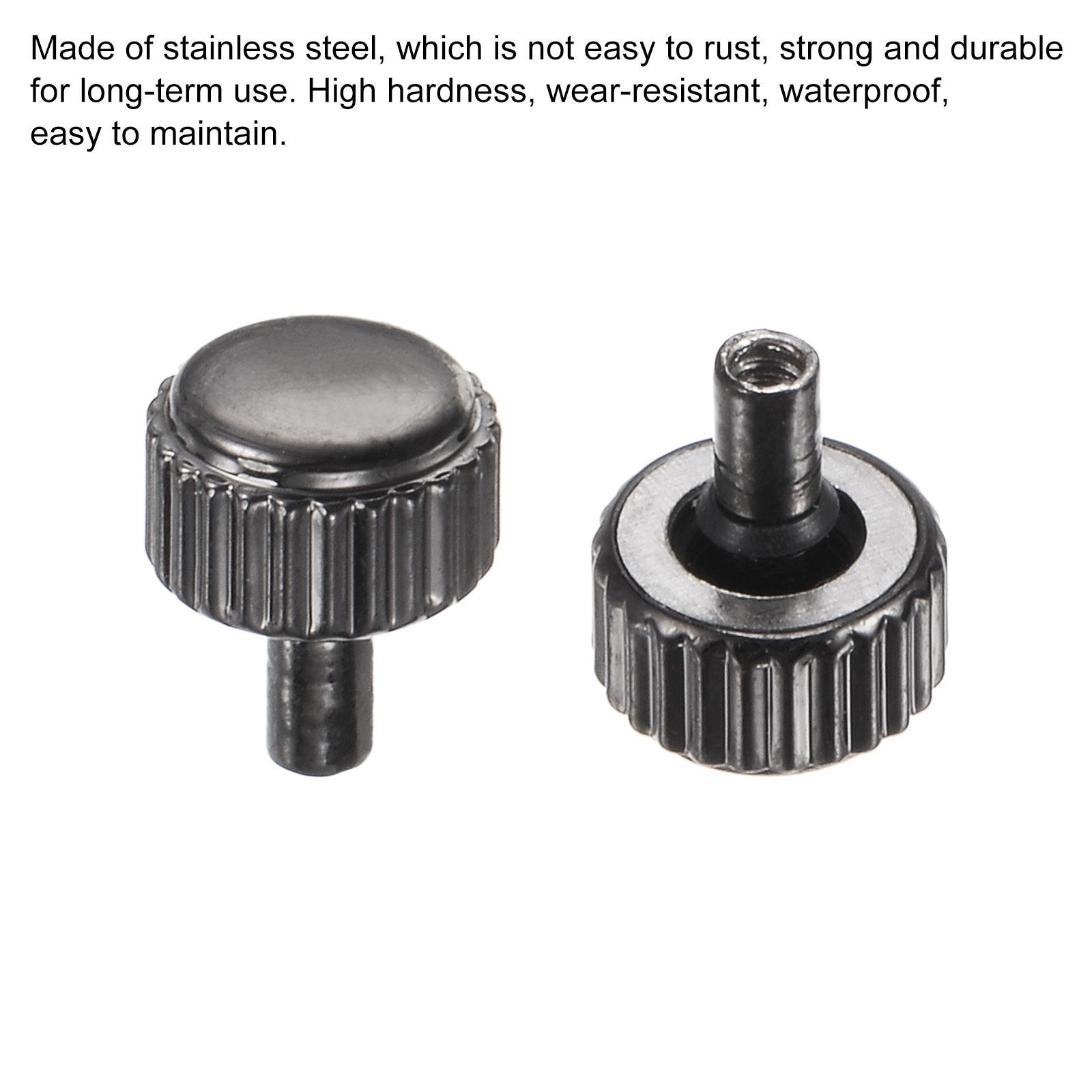 2Pcs 5x4mm Watch Crown SUS304 Flat Head Long Stem Watch Crown 2mm ID Black]