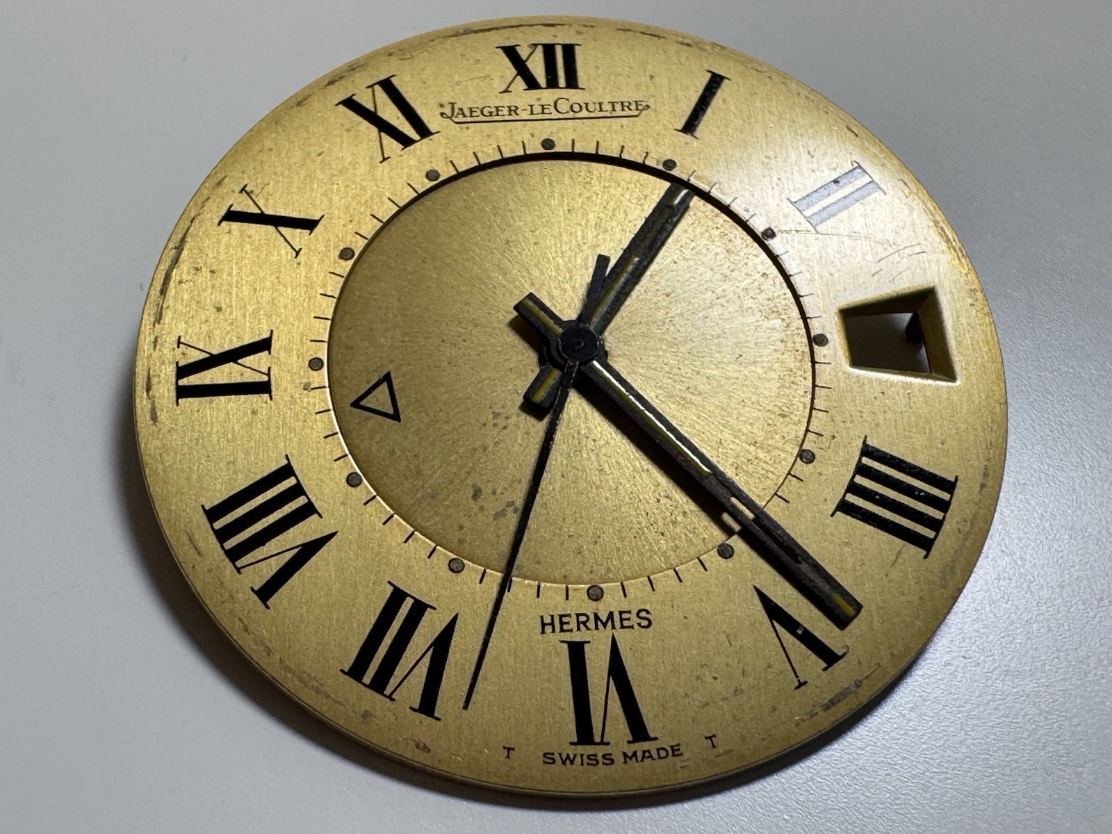 jaeger lecoultre x hermes swiss made alarm dial roman numerals rare collectible