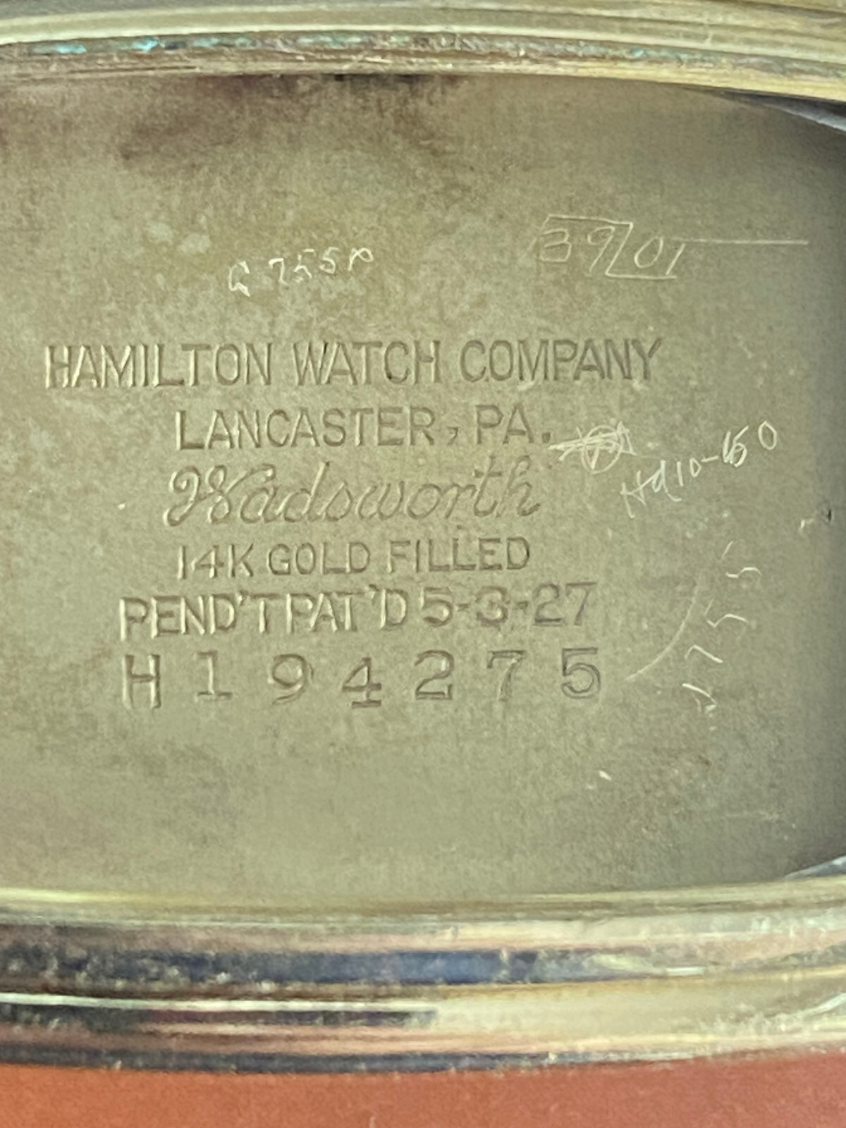 VINTAGE HAMILTON WRIST WATCH CASE ONLY, SUTTON, 14K GOLD FILLED,NO WEAR THROUGH