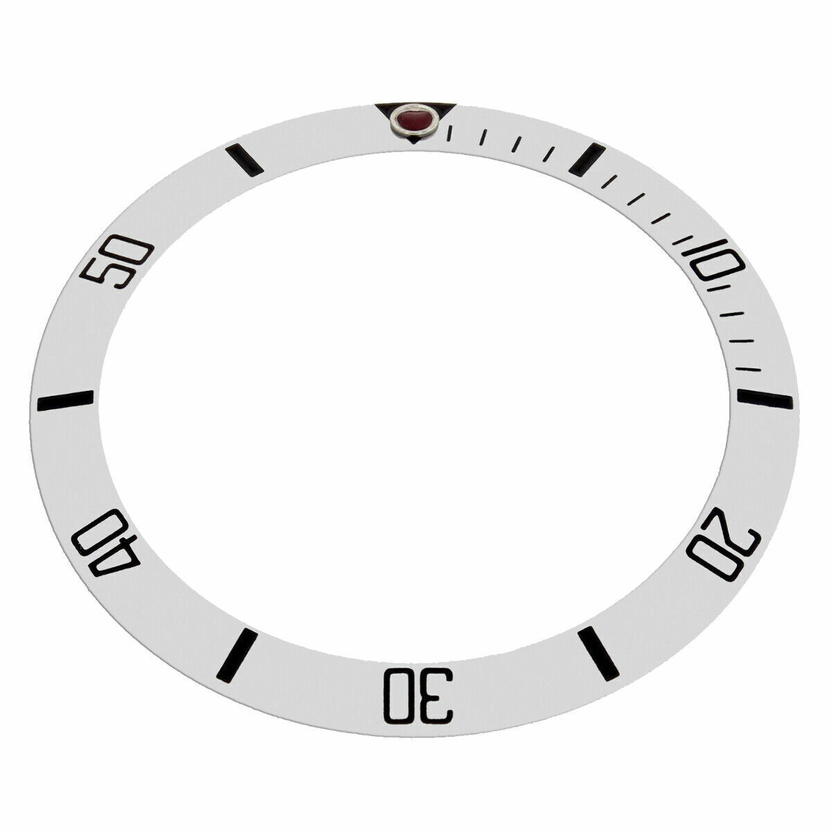 Submariner Bezel Insert For Rolex 16610, 16800 Silver With Black Fonts Red Pearl