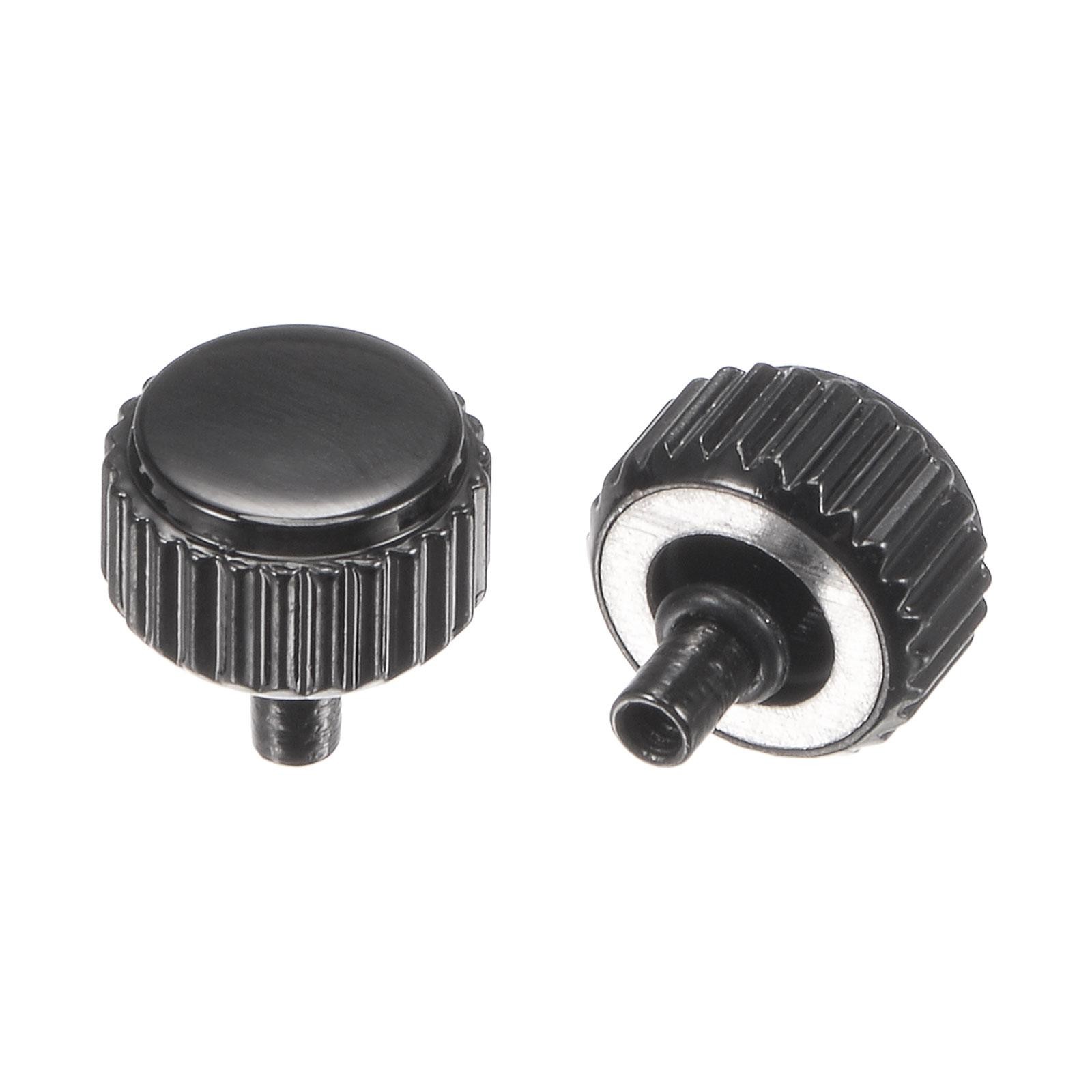 2Pcs 5.2x5mm Watch Crown SUS304 Flat Head Long Stem Watch Crown 2.5mm ID Black