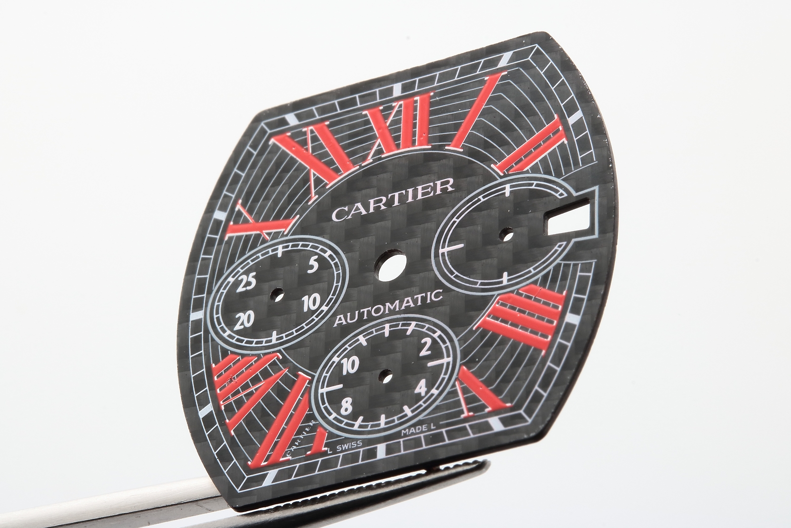 Cartier Roadster Chronograph Date Watch Dial Wristwatch Part Carbon Fiber