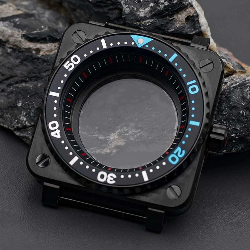 Steel Watch Case for NH35 NH36 NH34 Black Square Sapphire Glass Mod Parts New