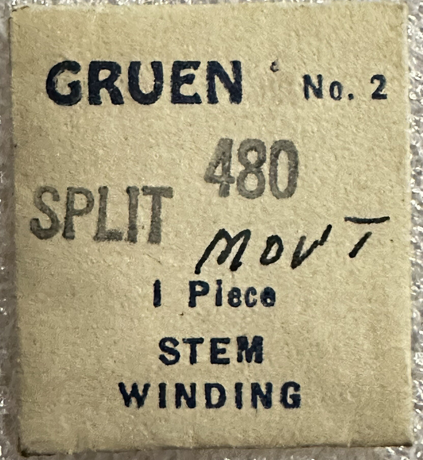 Gruen #2 EB404 CAL480 SPLIT MOVT FEMALE WINDING STEMS FACTORY NOS WATERPROOF WP1