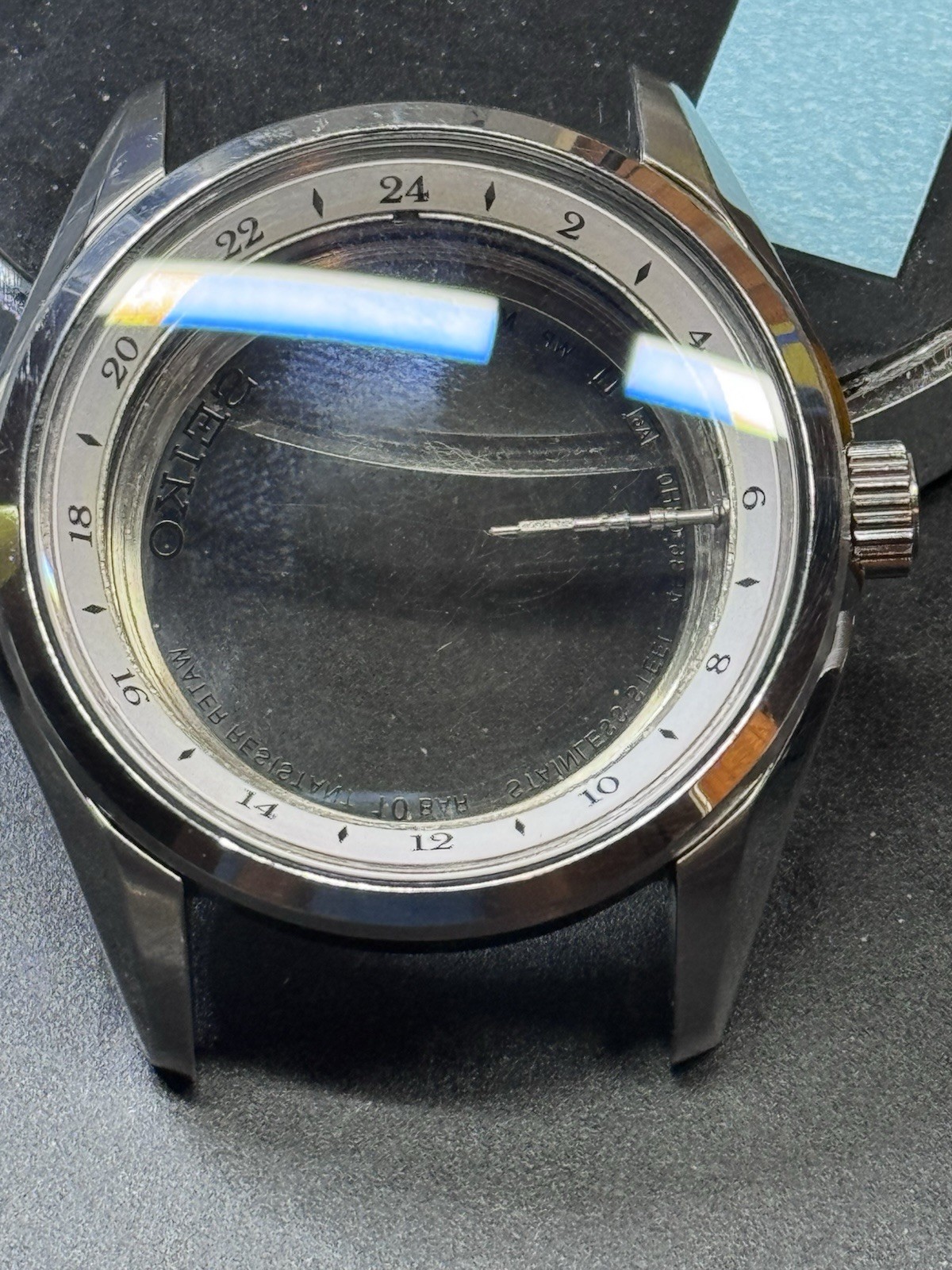 Seiko Silver Stainless Steel Watch Case w/ Crown & Crystal 4R36-03H0