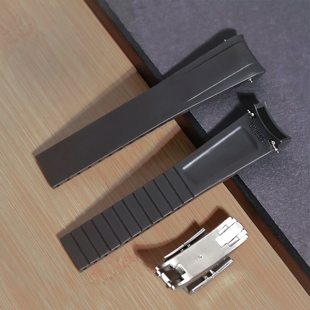 20mm Fluororubber Watch Strap Quick Release Folding Buckle Extended Length